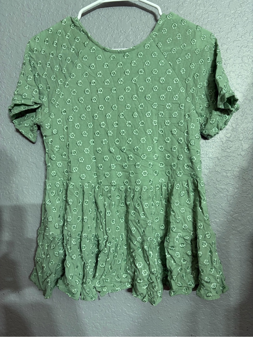 Altar'd State Sage Green Floral Peplum Tie-Back Top - Picture 2 of 4